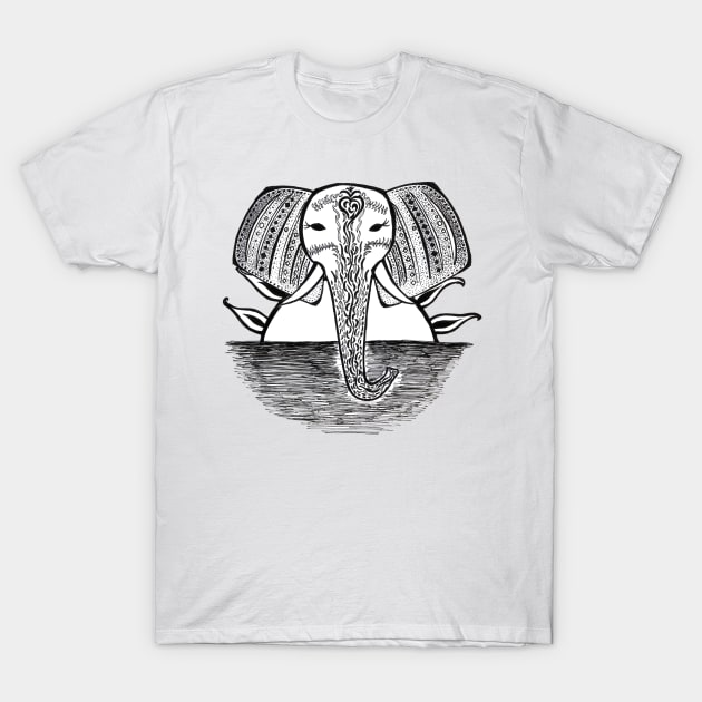 Monochrome Elephant T-Shirt by BalumbaArt